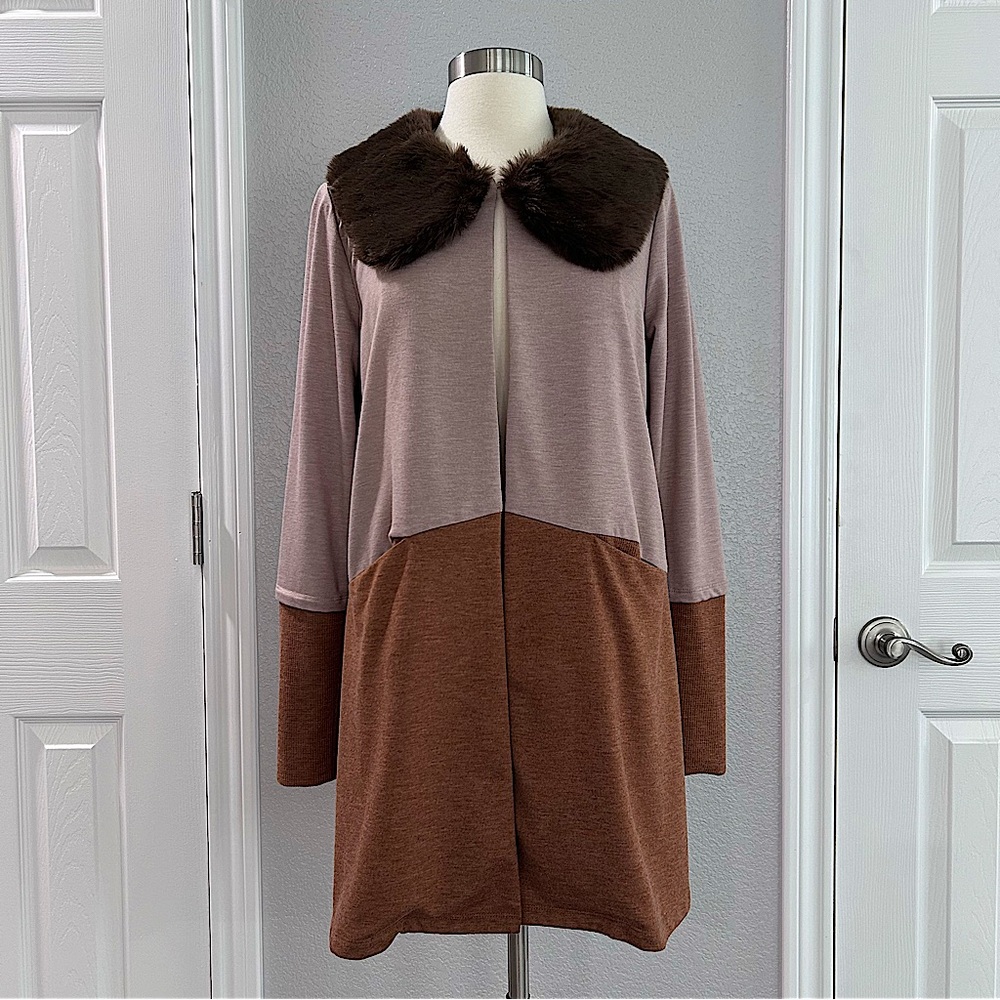 LOGO Lounge by Lori Goldstein French Terry Jacket w/ Faux Fur Collar